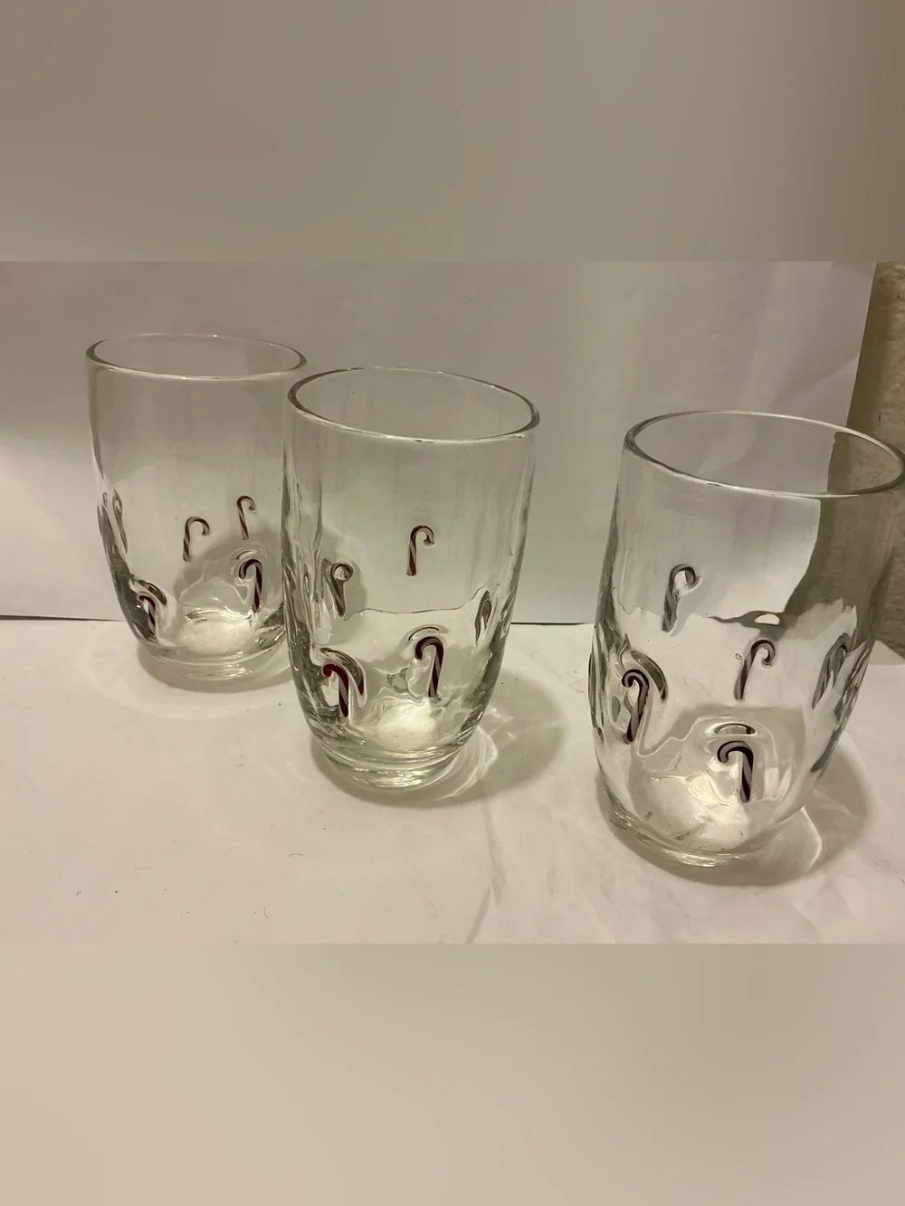 ARTLAND highball glass candy cane Hand Blown Glass lot of 3